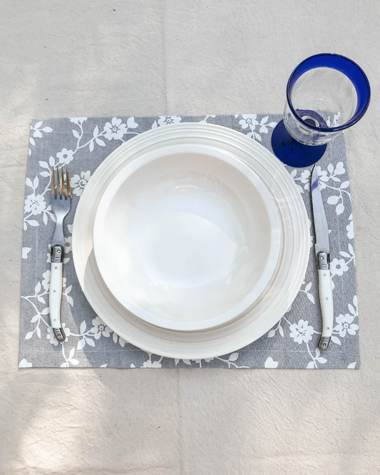 Set 6 Individuales Flores en Gris