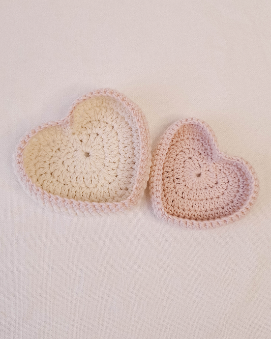 Set Bandejas Crochet Crudo + Rosado