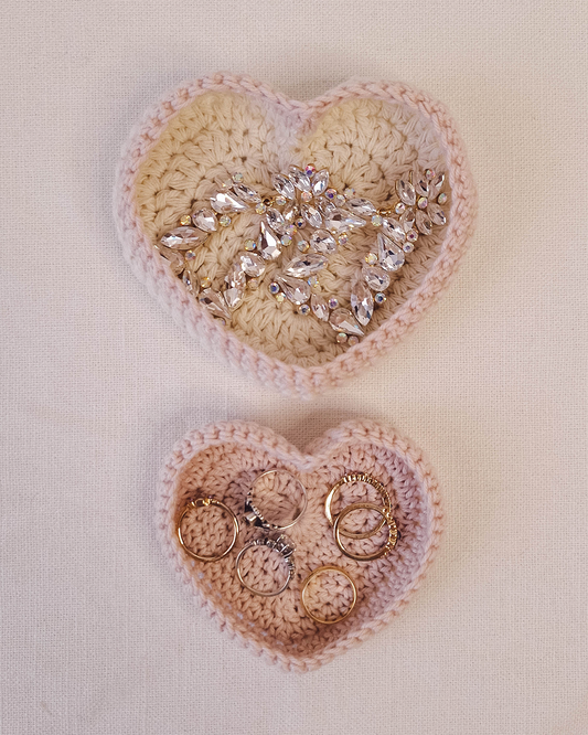 Set Bandejas Crochet Crudo + Rosado