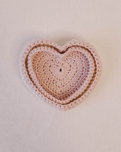Set Bandejas Crochet Crudo + Rosado