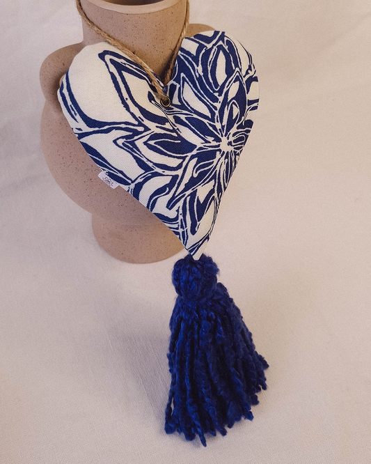 Corazón Decorativo Flor Azul