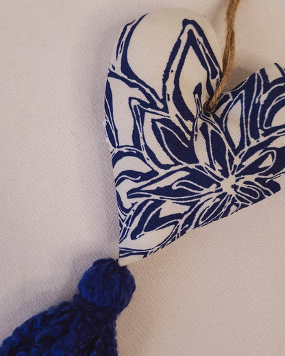 Corazón Decorativo Flor Azul