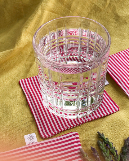 Set Posavasos Líneas Rojo
