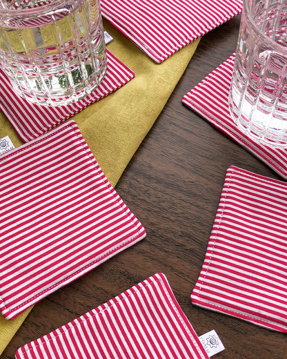 Set Posavasos Líneas Rojo