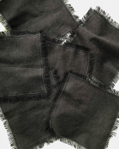 Set 6 Servilletas Lino Negro