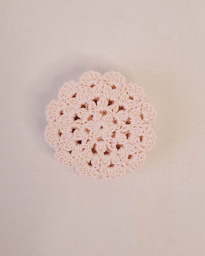 Set 6 Posavasos Crochet Crisantemo Baby Pink