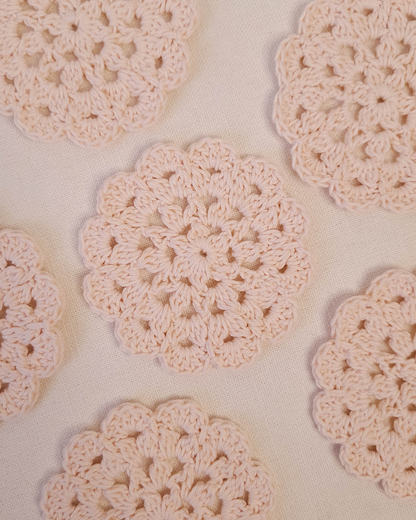 Set 6 Posavasos Crochet Crisantemo Baby Pink