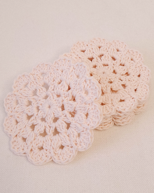 Set 6 Posavasos Crochet Crisantemo Baby Pink