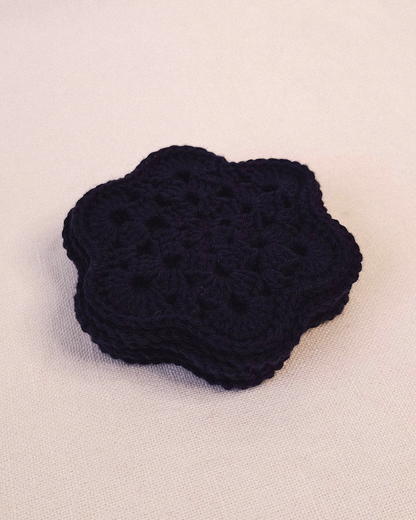 Set 6 Posavasos Crochet Copos Azul Marino