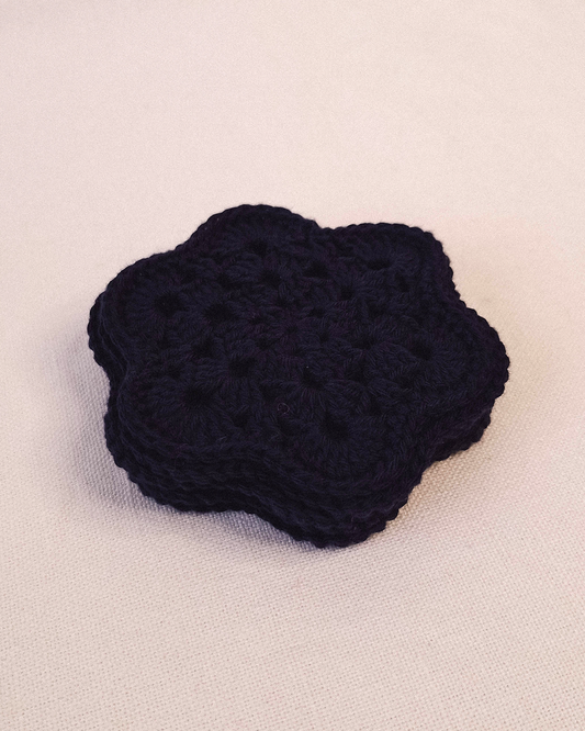 Set 6 Posavasos Crochet Copos Azul Marino